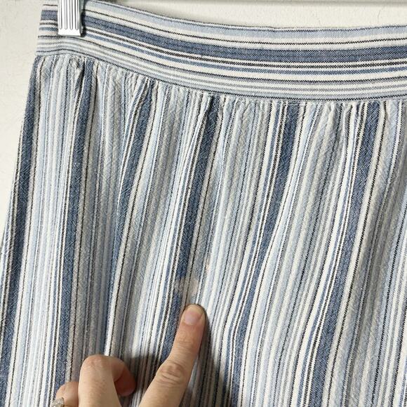 Aeropostale Women's Striped Button-Front Midi Skirt XS Blue & White Linen Blend - Picture 8 of 8